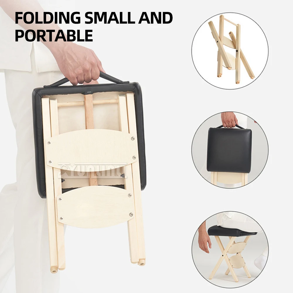 Tabouret pliant en bois massif pour salon de massage, chaise de technicien de beauté, chaise de manucure et de pédicure