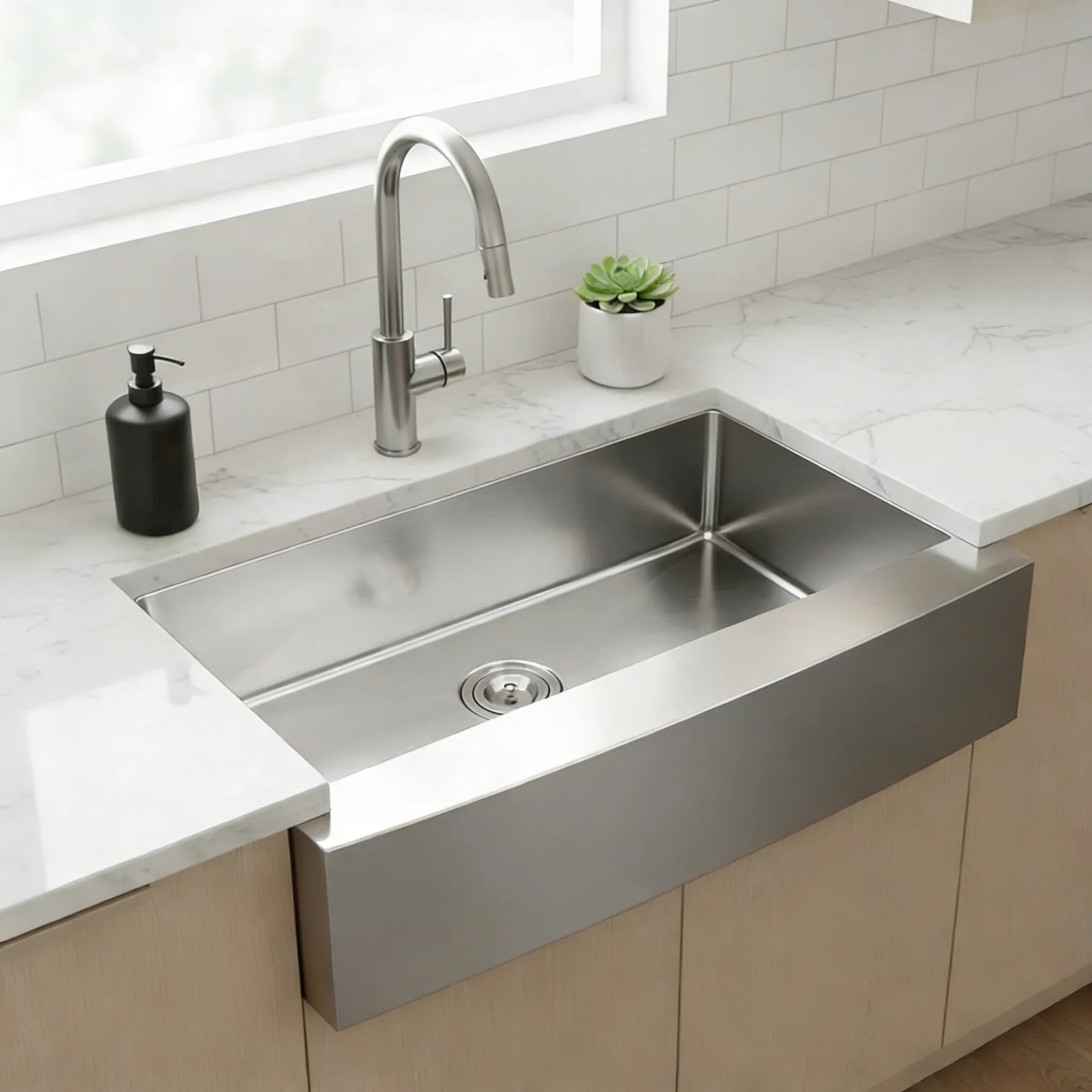 Sink,Single Bowl Farm Style Kitchen Sink 30*20 Inch Made Durable SUS304 Stainless Steel Apron Front One-Hole Design Faucet Not