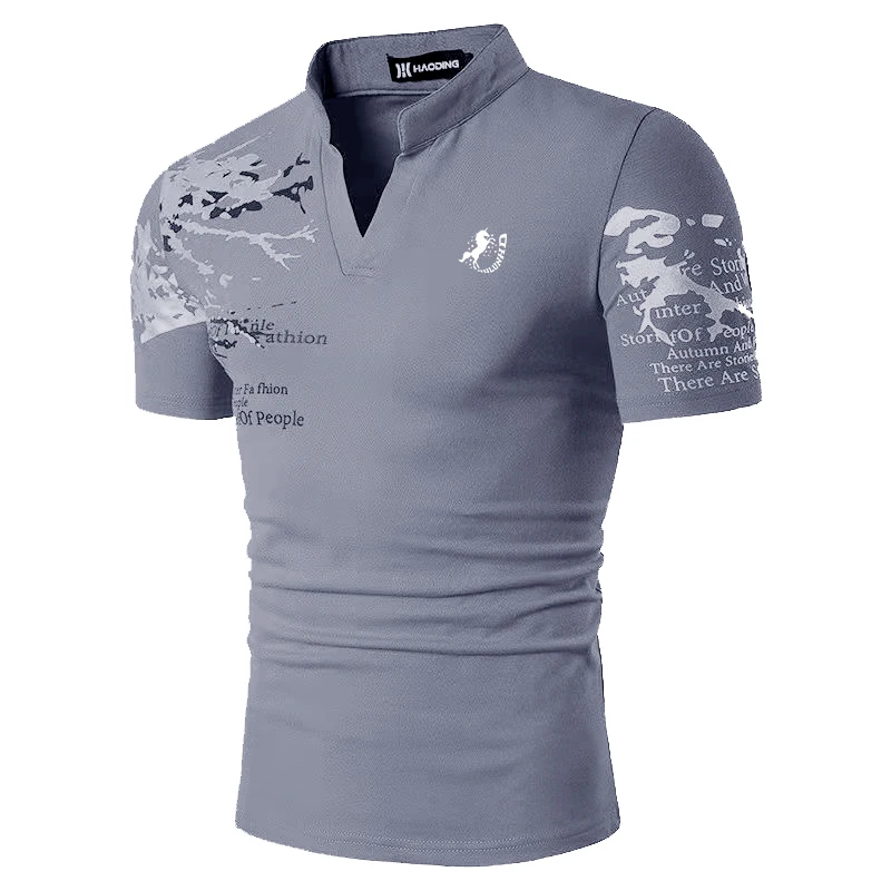 100% Polyester Men Summer Short Sleeve T Shirt Men Slim Fit Stand Collar Tops T Shirt Casual 3D Digital Print Men T Shirt image 3