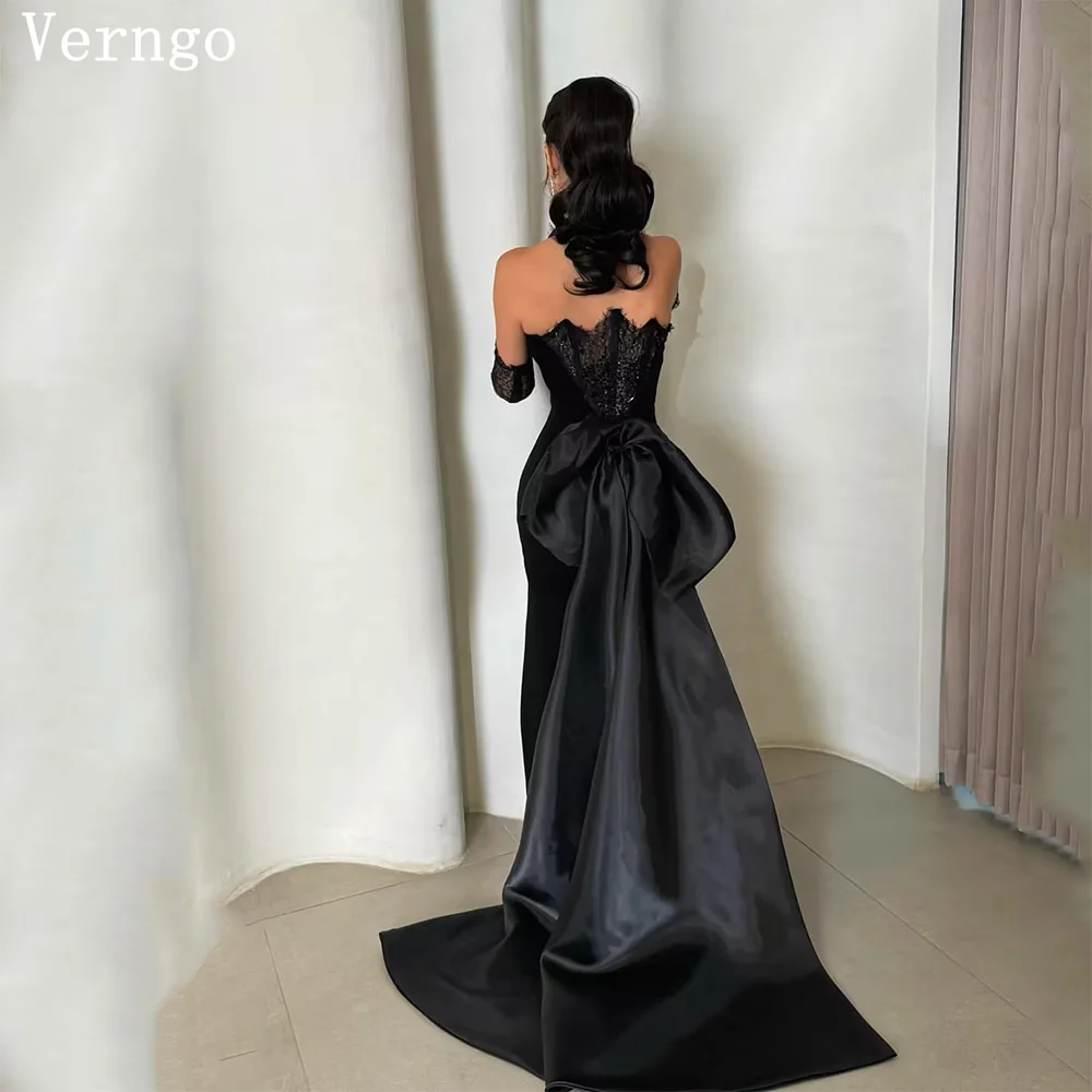 

Verngo элегантное черное бархатное вечернее платье русалки с высоким воротом и длинными рукавами макси платья для выпускного вечера женское простое вечернее платье по индивидуальному заказу