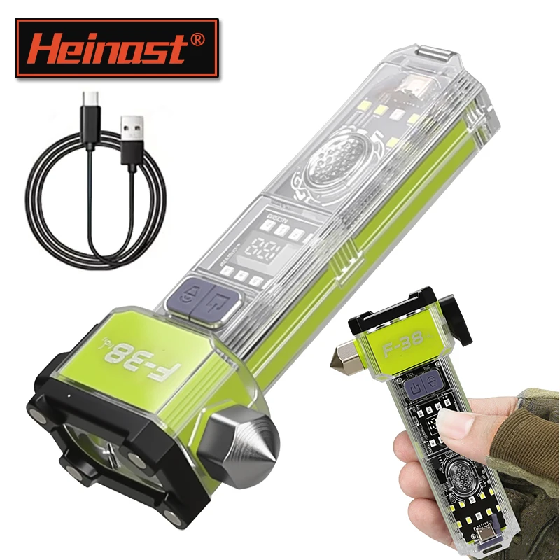 

Multi-Function LED Flashlight, USB C Rechargeable Torch Multiple Modes Flash Lantern with Magnetic Tail & Emergency Hammer