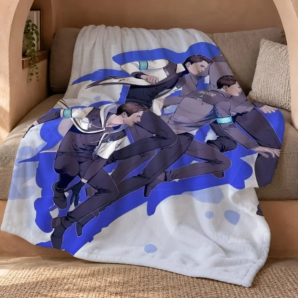 DetroitBecome Human Throw Double Sided Flannel Throw Blanket Soft Travel Camping Sofa Bed Home