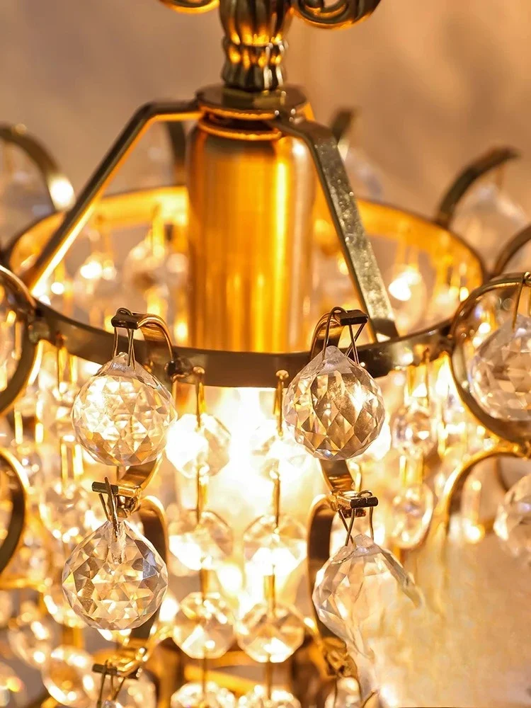 Bedside chandelier French medieval bedroom small chandelier Internet celebrity creative advanced American