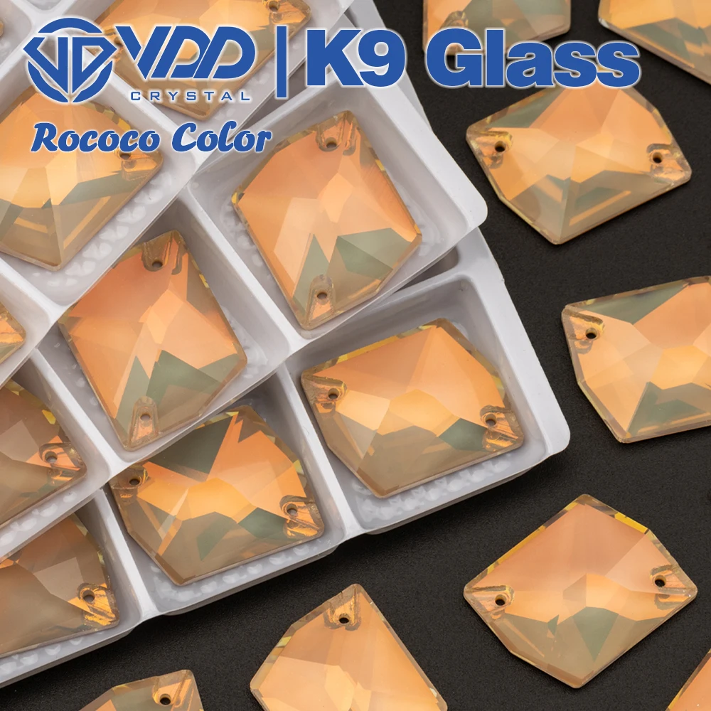 VDD 17x21mm Rococo-Topas Cosmic AAAAA K9 Glas aufnähbare Strasssteine, flache Rückseite zum Aufnähen für Kleidung, Hochzeitskleid-Accessoires – Detail 4