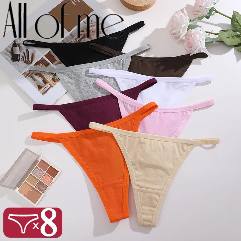 

8 шт. хлопковые трусики, сексуальные стринги, женские трусики на бретелях, нижнее белье, женское нижнее белье, стринги для женщин, 8 однотонных интимных трусиков