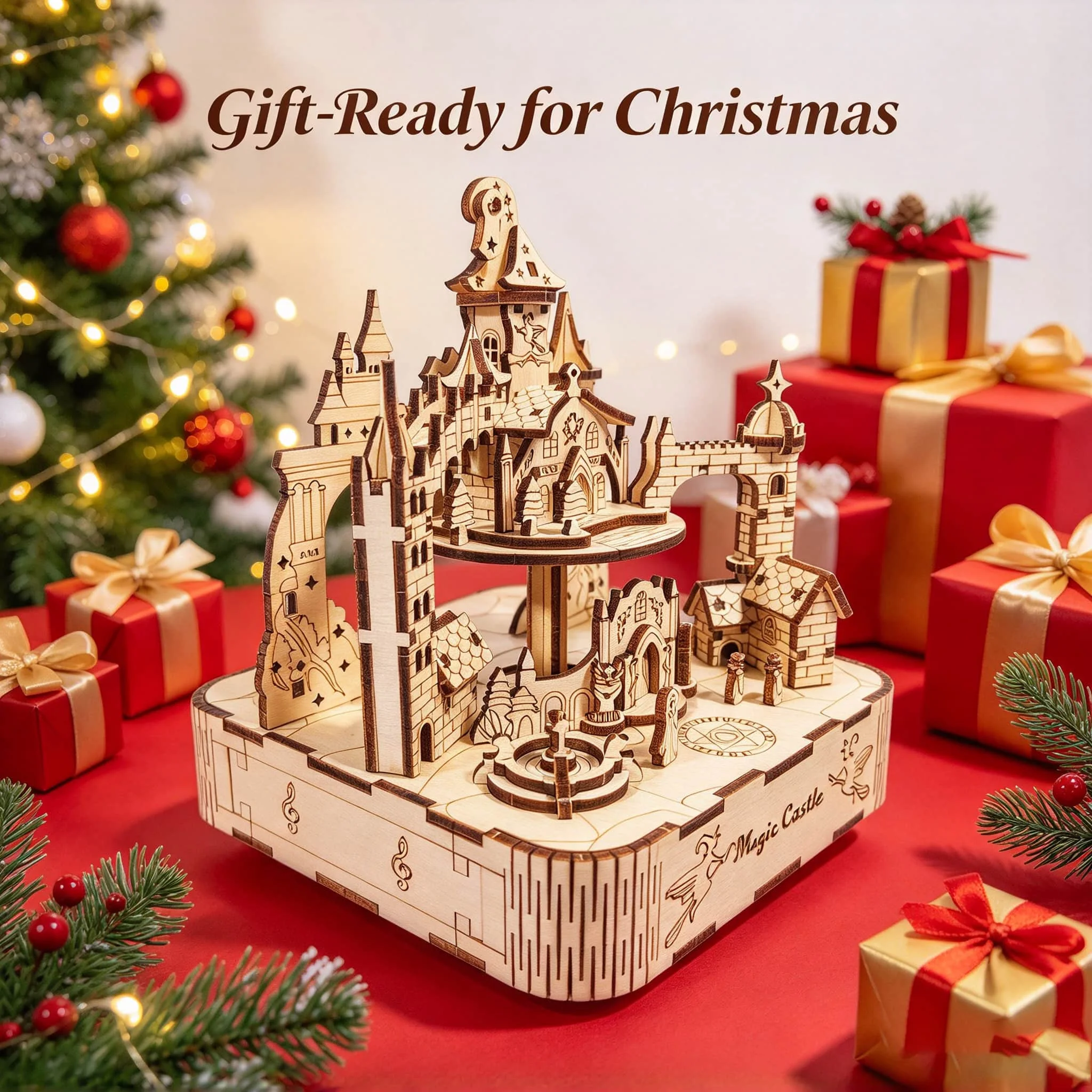DIY 3D Wooden Magic Castle Puzzle Educational Construction Toy Creative Gift & Tabletop Decoration