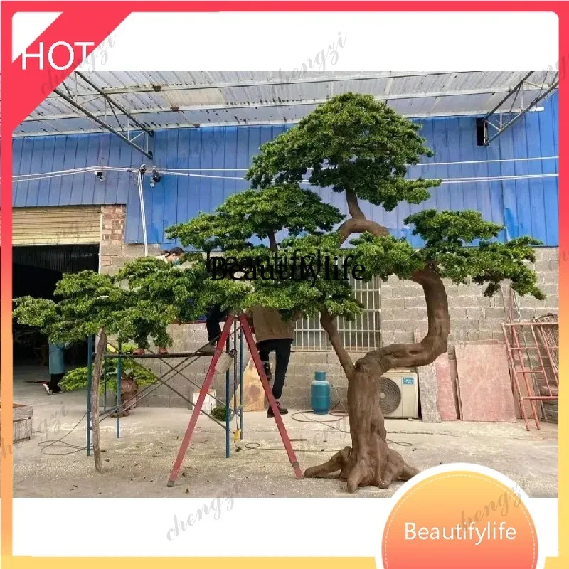 A09    Welcome pine simulation large dead tree green plant hotel lobby interior decoration Luo Hansong tree