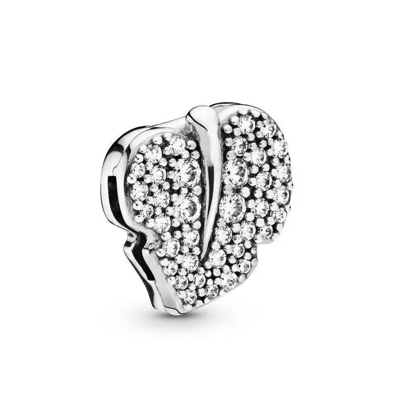 Breloque en argent regardé 925 pour femme, clip plat, papillon, cœur, étoile, convient au bracelet fin original, bijoux à bricoler soi-même, nouveaux cadeaux