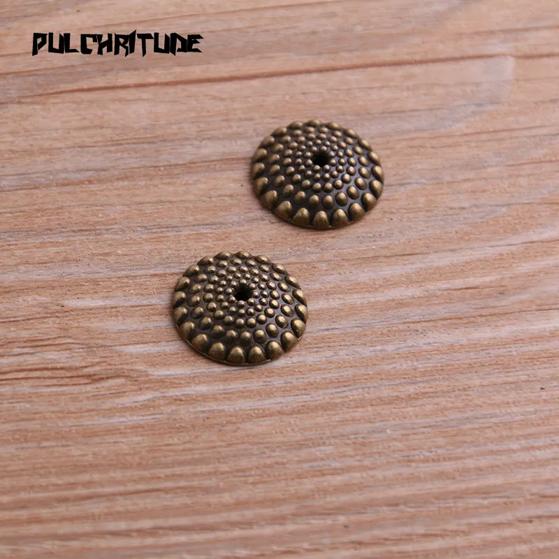  16pcs 4*16*16mm Two Color Bead Caps Charm Hollow Round Pendants Jewelry Accessories DIY Receptacle Charms