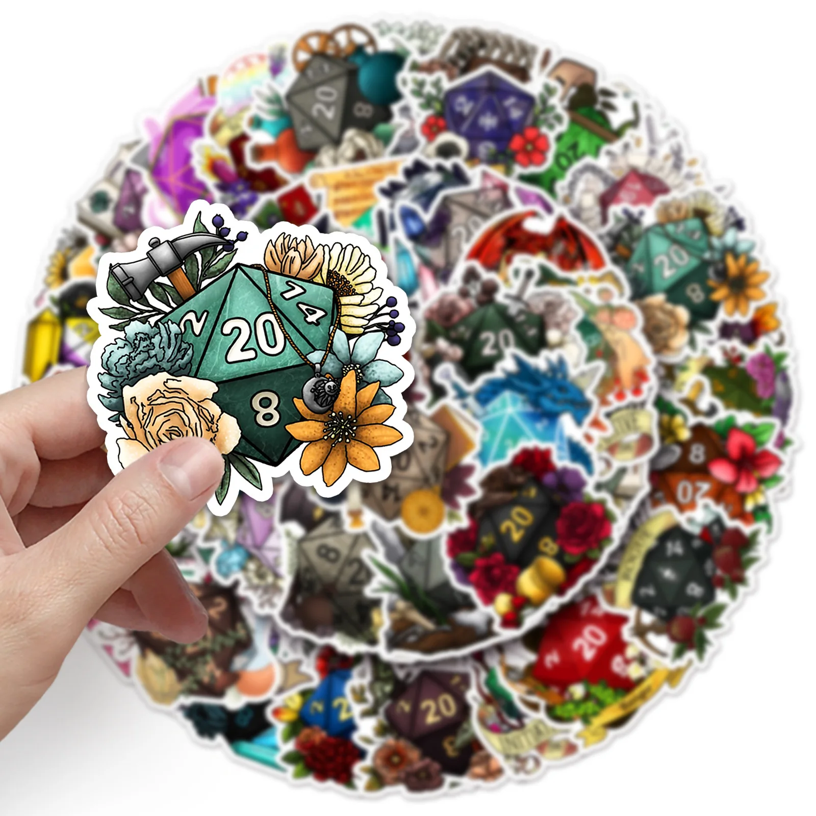 50PCS Polyhedral Dice Stickers - огляд і ціна Board Game Quote