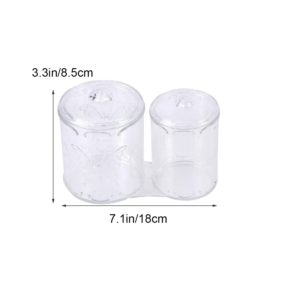 1Pcs Round Acrylic Storage Container Set Dual Section Transparent Desk Organizer for Makeup Brushes Cosmetics Cotton Swabs Pens