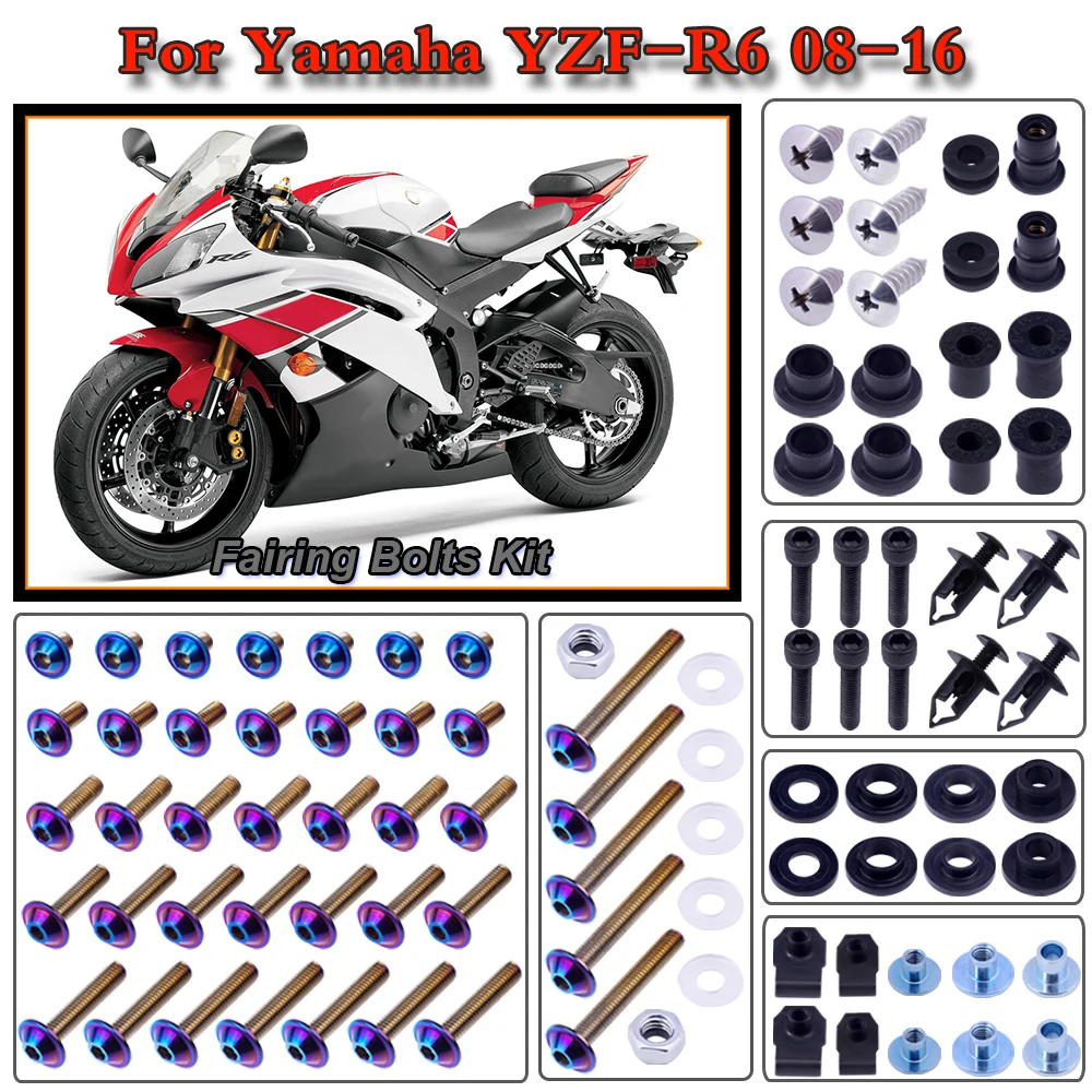 Motorcycle Stainless Complete Bodywork Fairing Bolt Kit Screws Clip For Yamaha YZF-R6 2008-2016 2015 2014 2013 2012 2011 YZF R6