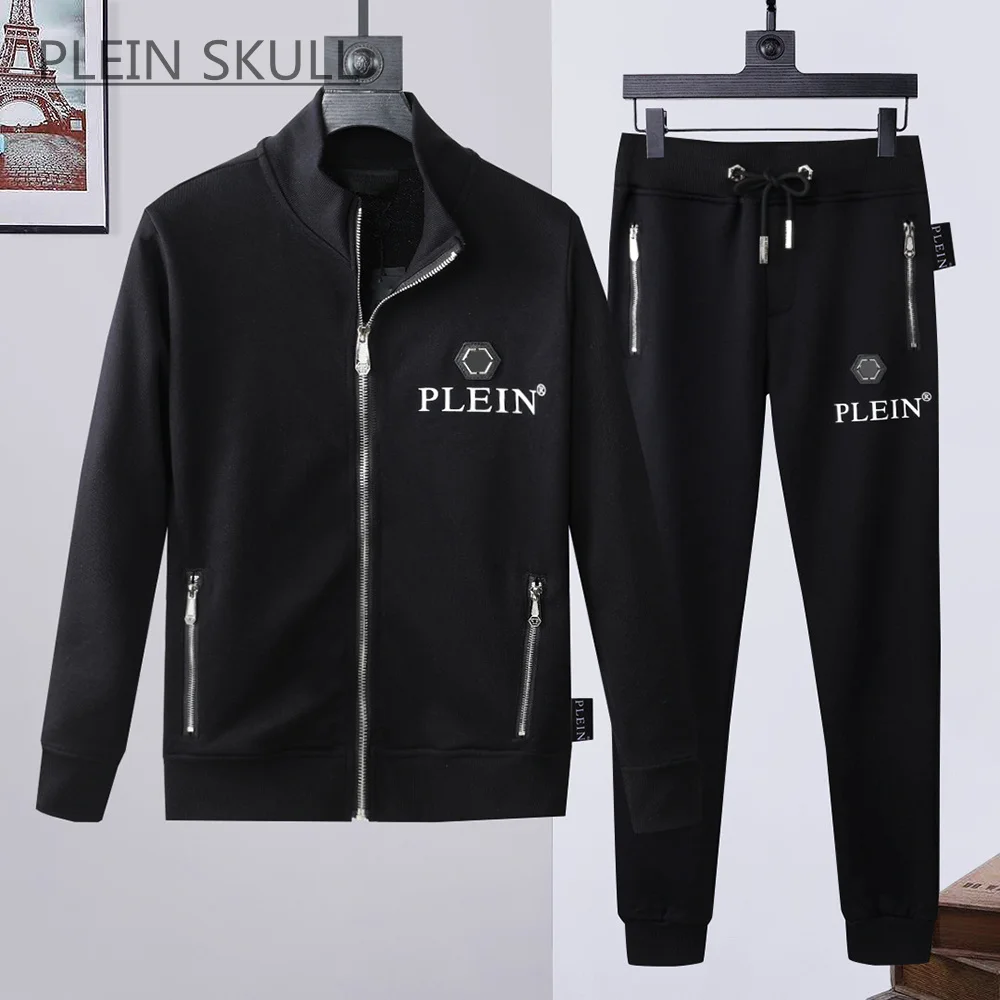 Plein Skull Spring and Autumn Round Neck Suit Men\'s Casual Daily Coat Casual Pants Hip Hop Party Suit Luxury Brand M-XXXL