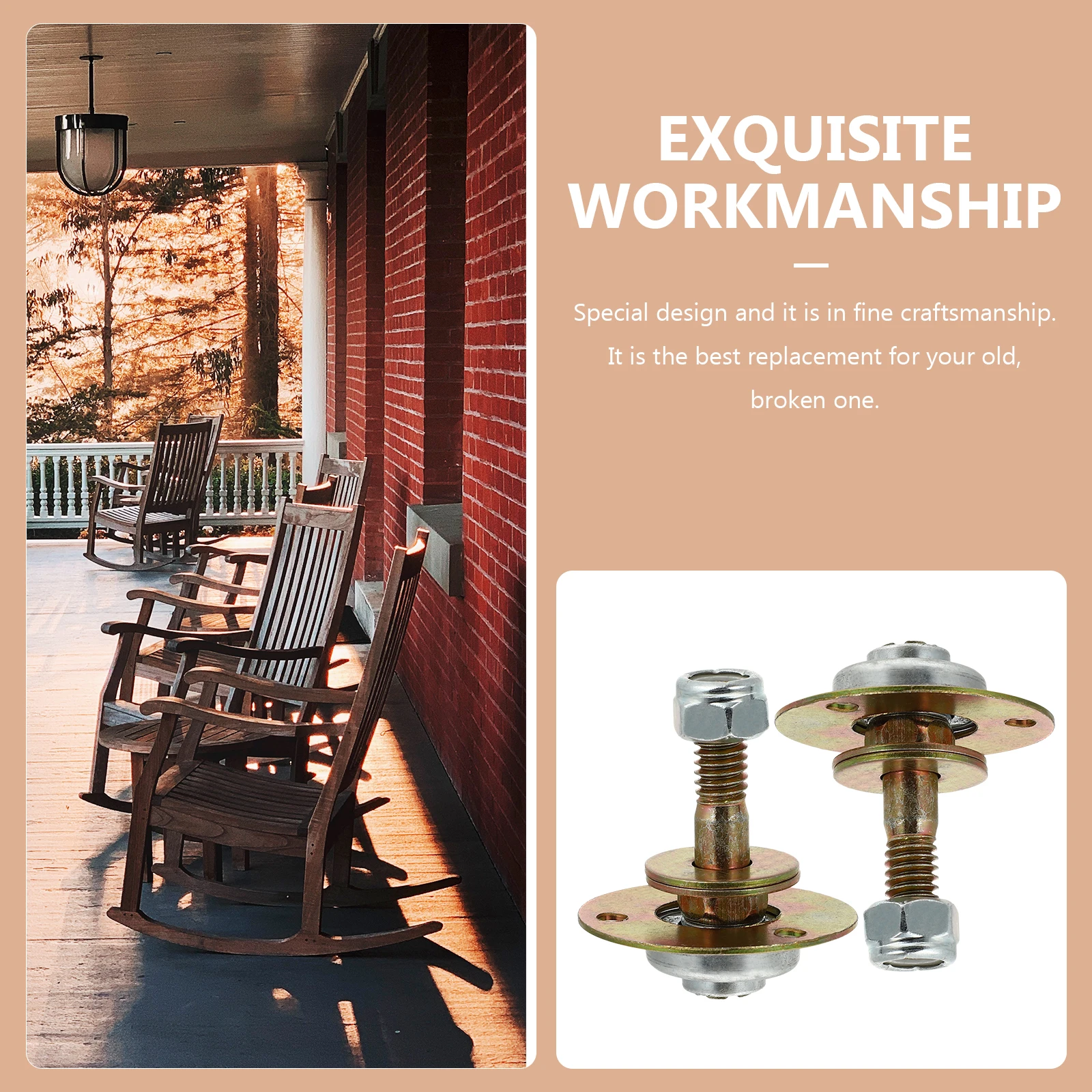 4Pcs Rocking Chair Bearing Furniture Connecting Fitting M8x45mm Bearing Replacement Rocker Chair Parts Connecting Piece