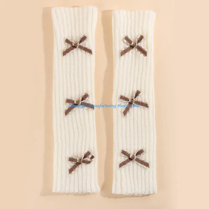 E56A 1 Pair Comfortable Acrylic Arm Covers Knit Texture Warm Breathable Arm Warmers
