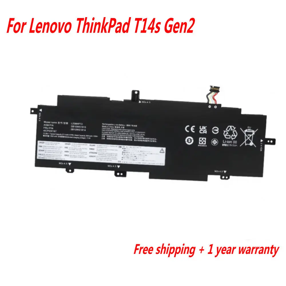 

High Quality L20M4P72 SB10W51915 5B10W518 Laptop Battery For Lenovo ThinkPad T14S Gen2 L20L4P72 L20C4P72 L20D4P7215.36V 3711mAh