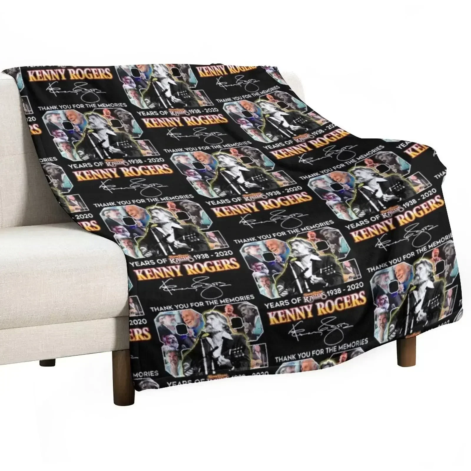 82 years of Kenny Rogers thank you for the memories signature Throw Blanket Retros sofa bed Blankets