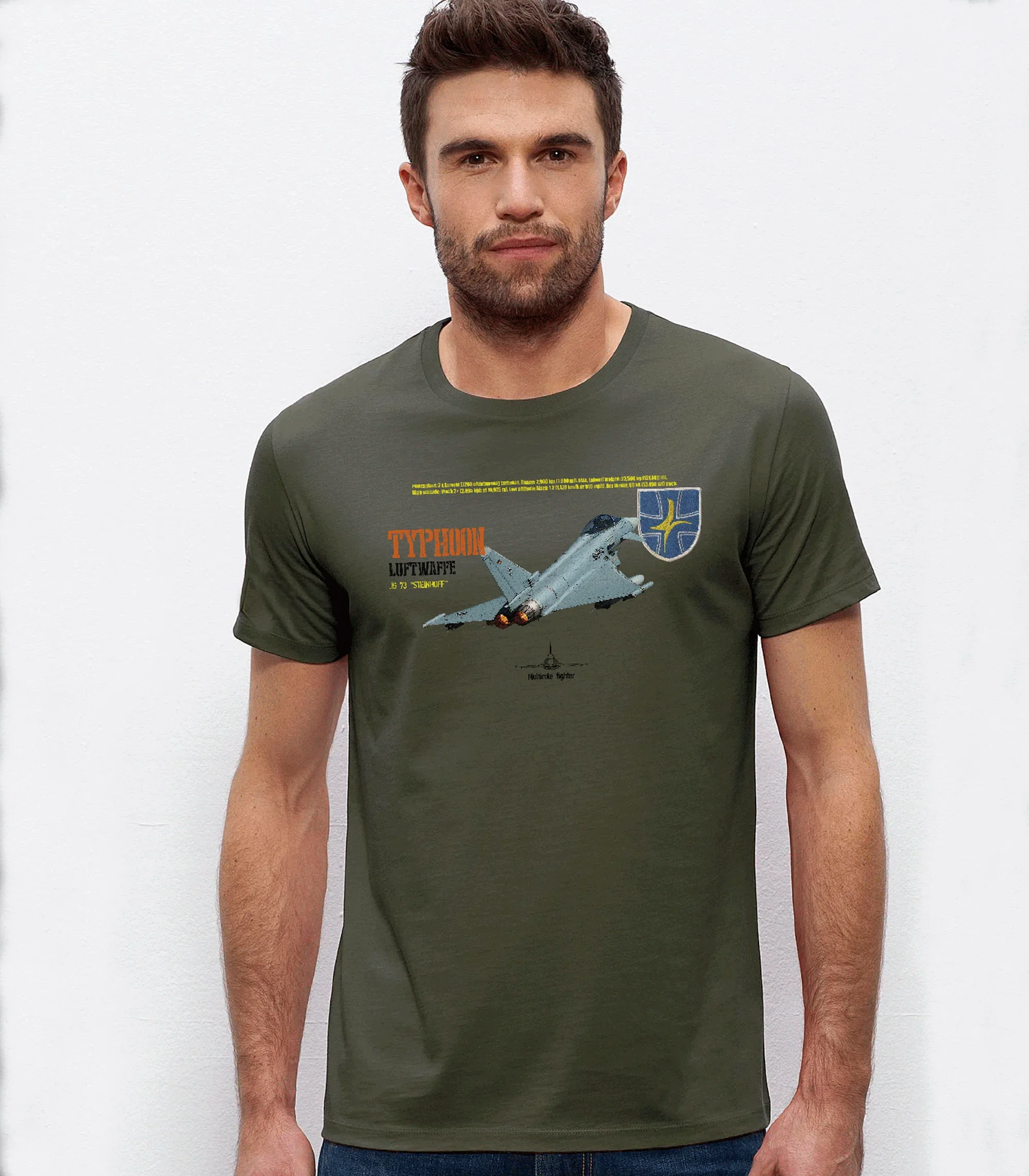 Bundeswehr JG-73 Steinhoff Fighter Wing EF2000 Typhoon Fighter T-Shirt 100% Cotton O-Neck Short Sleeve Casual Mens T-shirt