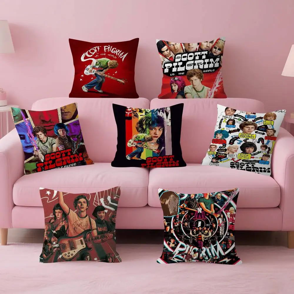

Винтажная наволочка для подушки с изображением персонажа из фильма «Скотт Пилигрим против мира», наволочка для офисной подушки, наволочка для автомобильной подушки, 45x45 см, наволочка для поясничной подушки, наволочка для диванной подушки