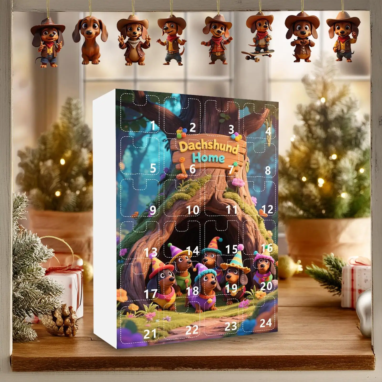2025 Christmas Advent Calendar Sausage Dog Decoration Advent Countdown Calendar Collection Funny Dog Set Pendant for Vacation - Image 5