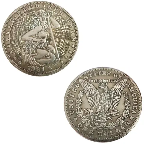 Lucky Coin 1881 USA Commemorative Coin Woman Pattern Coin Collection Decoration Crafts Souvenir Memento Finger Play Coin Gift