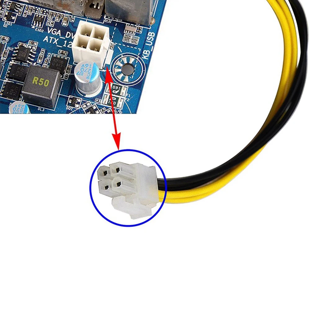 1 шт., удлинитель питания для материнской платы, 20 см, 4 контакта