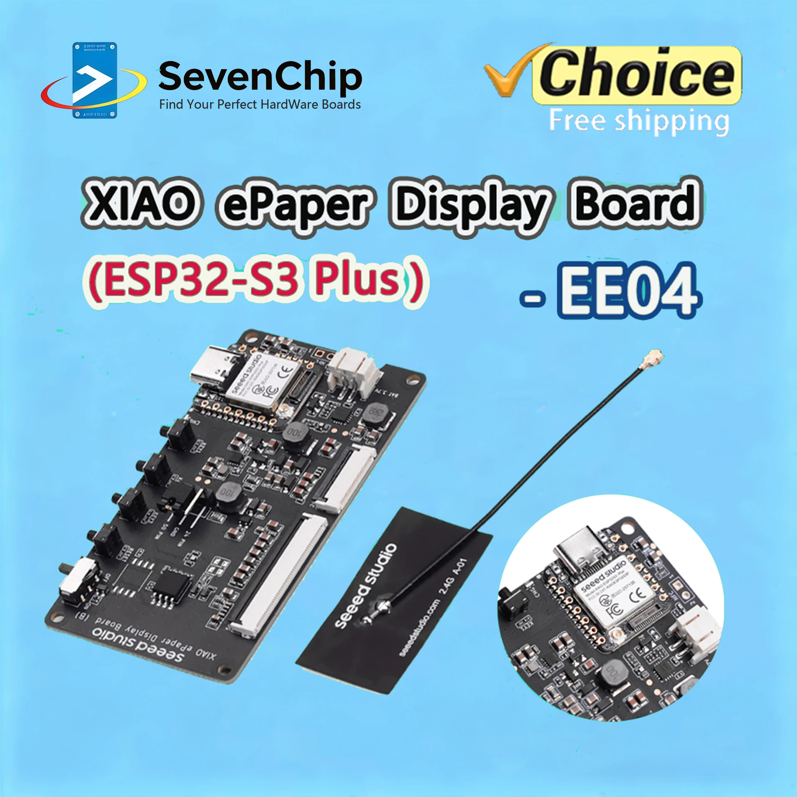 XIAO EPaper Display Board EE04, Powered By XIAO ESP32-S3 Plus, Support 50-pin 24-pin EPaper Display,for Low-power EPaper Project