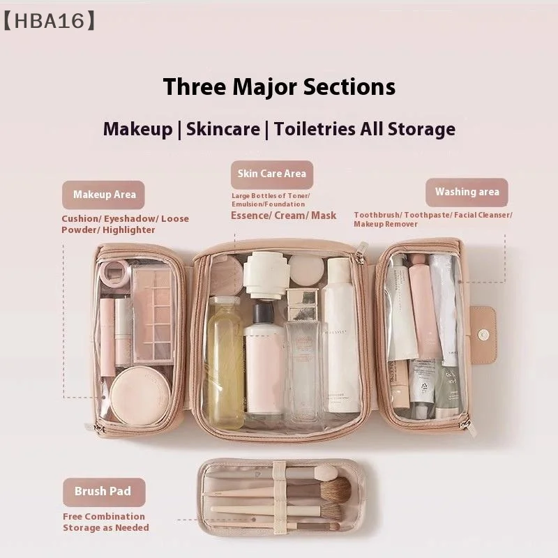 〔HBA16〕 Foldable Makeup Brushes Cosmetic Tools Organizer Cosmetic Bag With Multiple Compartments Travel Toiletry Storage Pouch