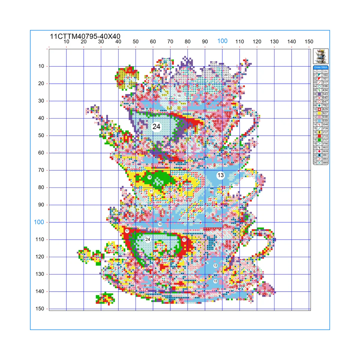 1 Stück 40x40 cm/15,74 Zoll, 11CT/14CT Kreuzstich-Set, DIY Valentinstagsgeschenk, Stickerei-Set für Festivals, Tiere – Detail 2