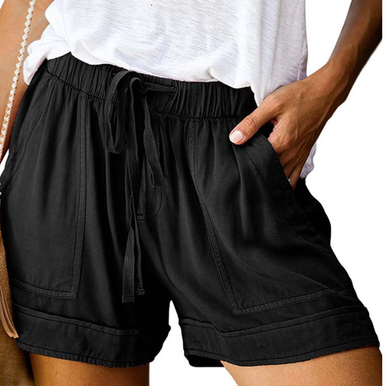 

Female Casual Sweat Shorts Drawstring Elastic Waist Cotton Causal Shorts for Birthday Gifts New Year's Gifts