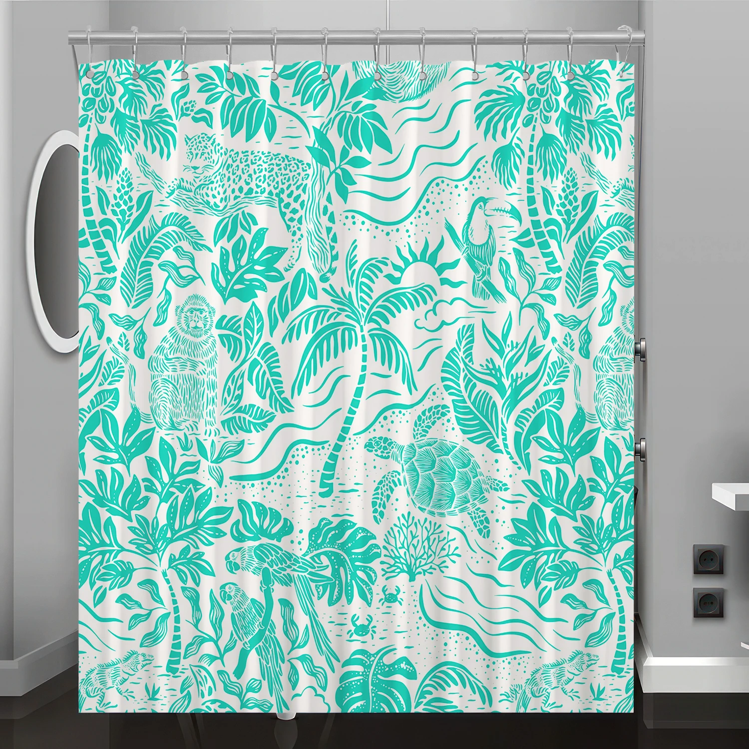 

Plant animal cartoon pattern digital print shower curtain