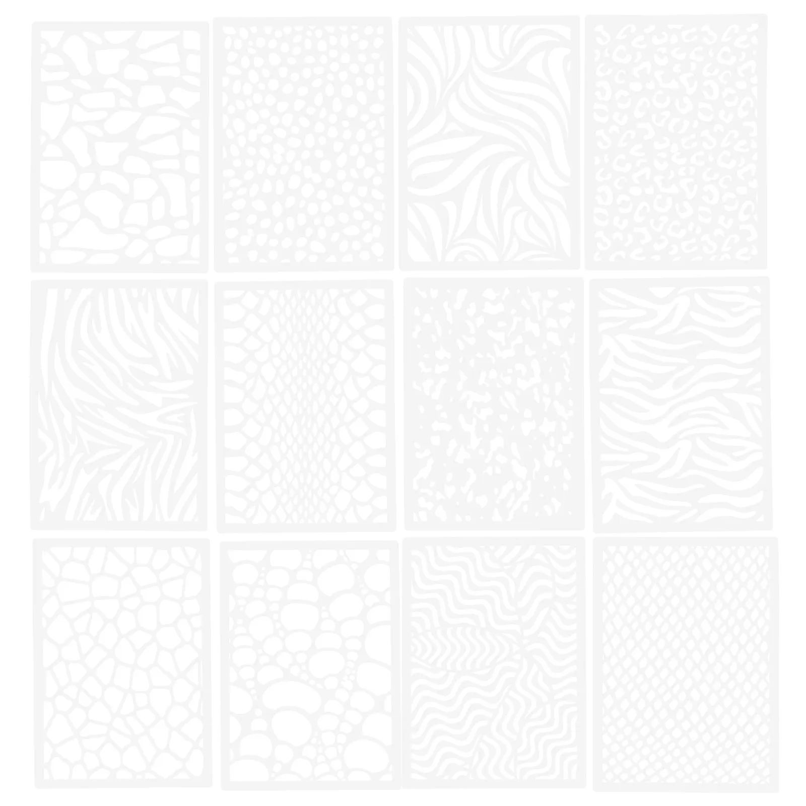 12Pcs Craft Painting Template For Stencils For Wall Art Christmas Crafts Decoration Artistic Leopard Pattern Hollow