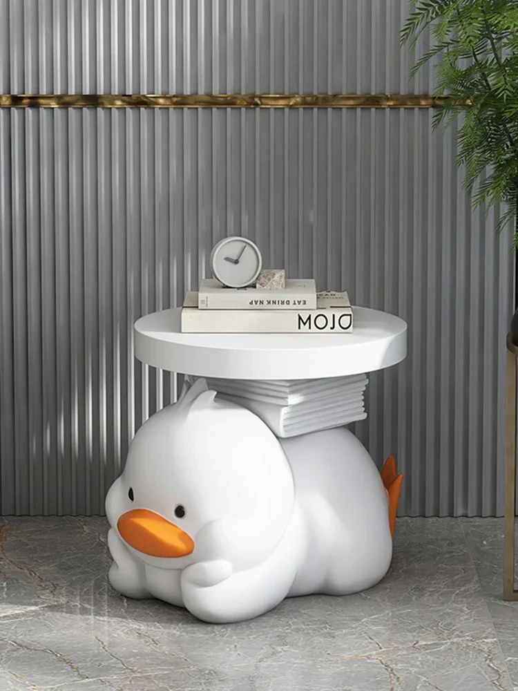 Home Decor Cute Duck Statue Side Table Corner Tables Creative Coffee Table Room Decor Cartoon Animal Bedside Table Birthday Gift