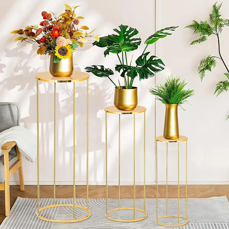 Gold Metal Flower Stand for Wedding Table - Floor Vase Stands for Road Leads Tall Tabletop Centerpiece for Party