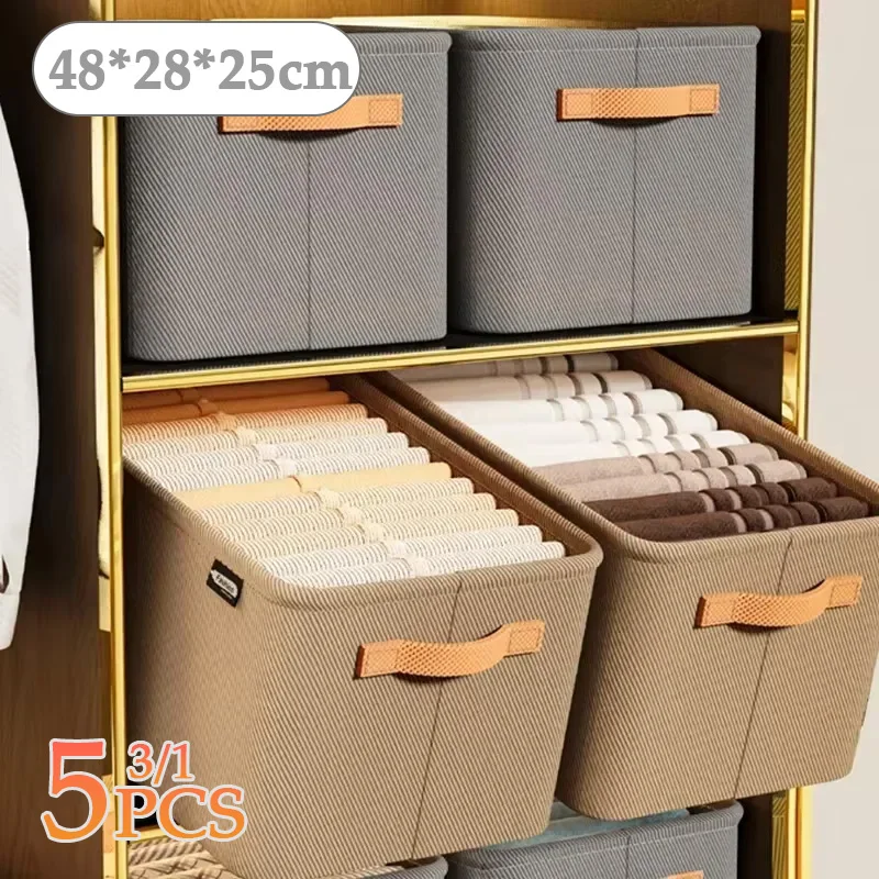 1-5PCS Thicken Clothes Organizer Box Pants Sweater Storage Cabinets Drawers Organizer Jeans Storage Box Wardrobe Clothes Storage