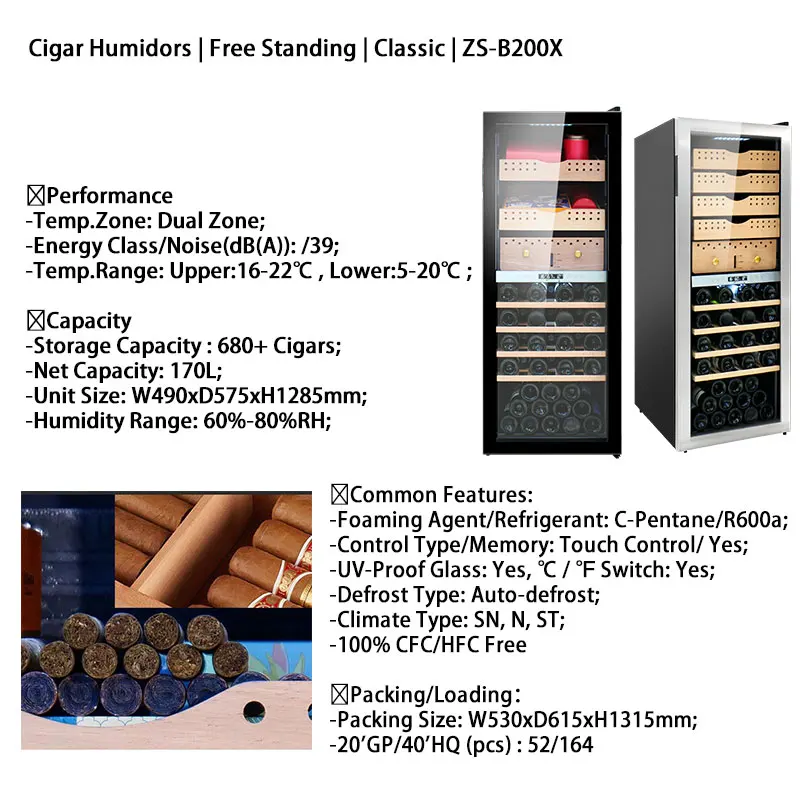 Personalized Portable Luxury  Cigar and Humidor Combo Wine Cellar Cabinet