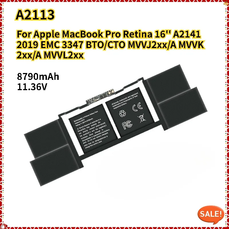 

A2113 8790mAh 99.8WH Laptop Battery For Apple MacBook Pro Retina 16'' A2141 2019 EMC 3347 BTO/CTO MVVJ2xx/A MVVK2xx/A MVVL2xx