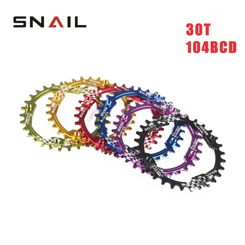 SNAIL Chainring 104bcd 30T Round Chainwheel Narrow Wide MTB Crankset Plate Mountain Bike Tooth Plate BCD 104 Chain Wheel