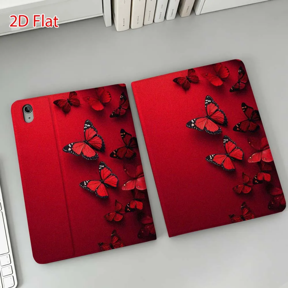 Red butterfly pattern Soft For Apple iPad Pro Mini A16 A17 A14 4 5 6 7 6th 12th 9Gen 12.9 11 13 M4 inch Tablet Case