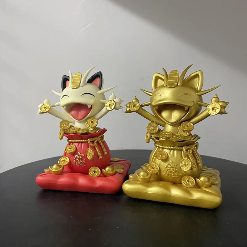 13cm Pokemon Meowth Sprinkle Gold Coins Anime Figure Model Gk Statue Boys Collection Desktop Decoration Ornament Cute Toys Gift