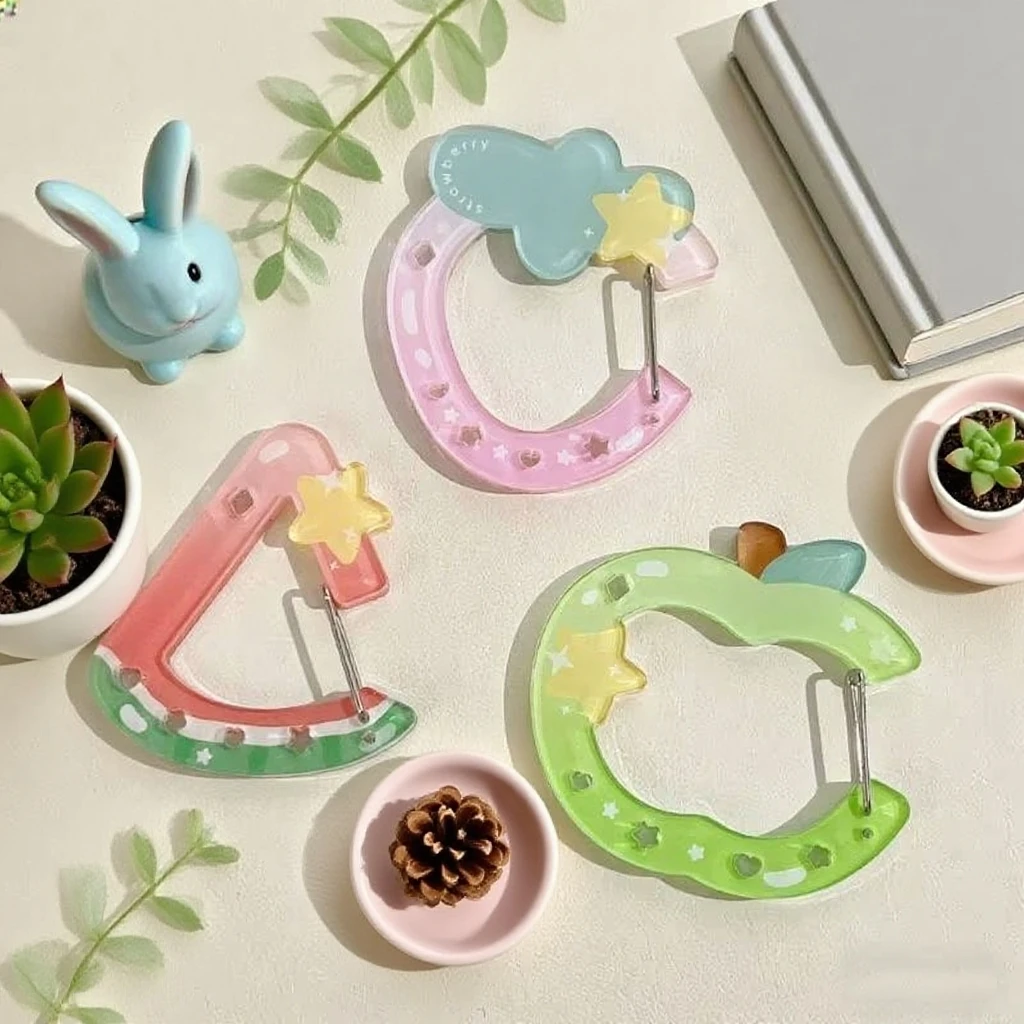 

INS Style Fruit Climbing Button Carabiner Acrylic Backpack Decorative Pendant Men's And Women's Keychain Bags Decorative Gifts