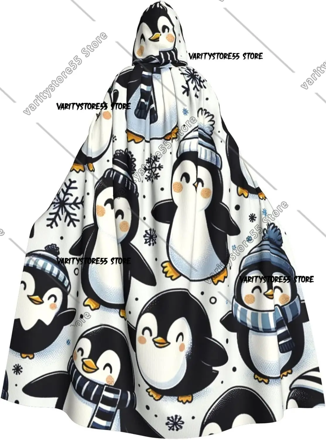 

Кавайные пингвины, снежинка, накидка с капюшоном для взрослых, костюм на Хэллоуин, плащ с капюшоном