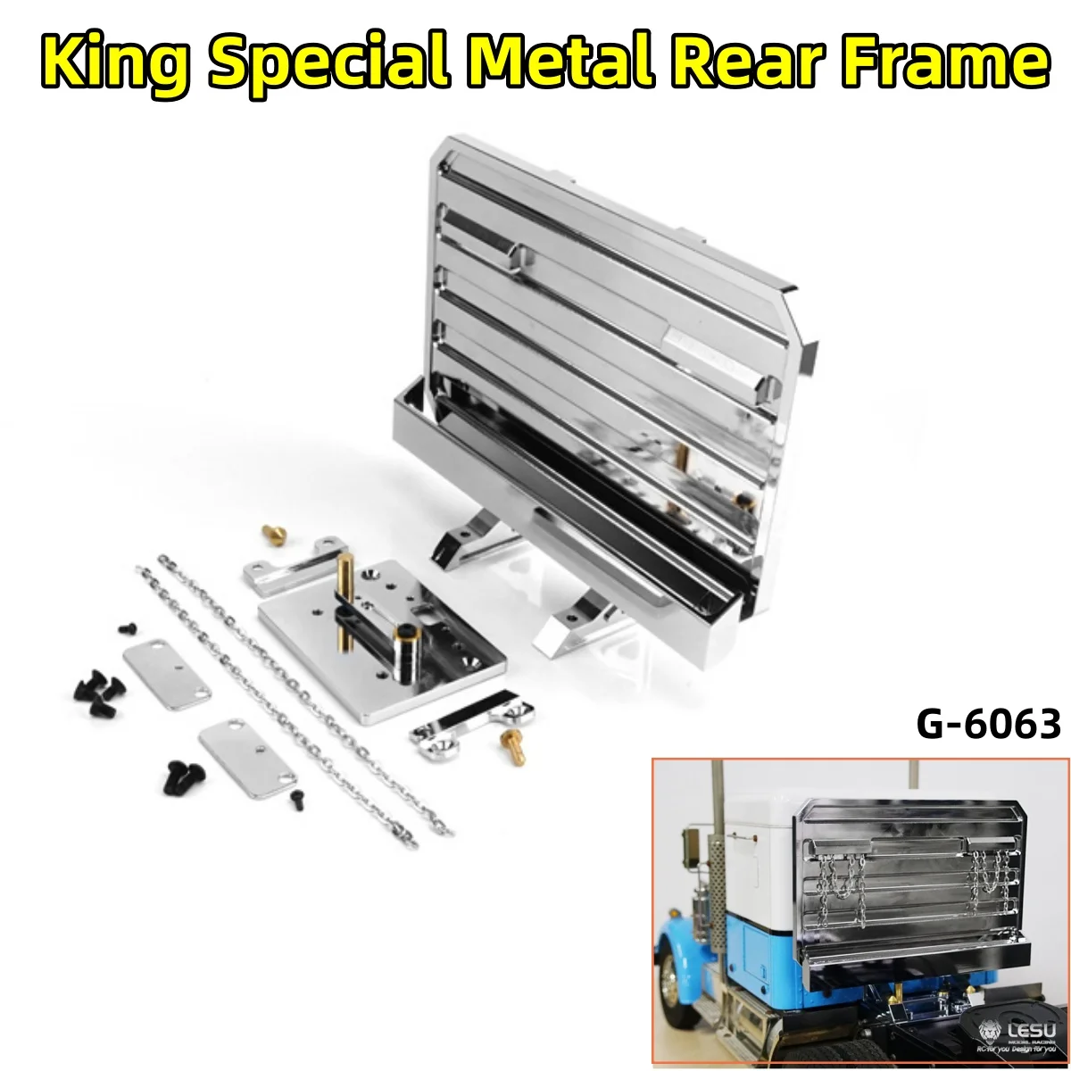 

Rear Frame Metal G-6063 Upgrade For 1/14 Tamiya RC Lesu Scania Man Actros Romote Control Tractor King Special Model Parts