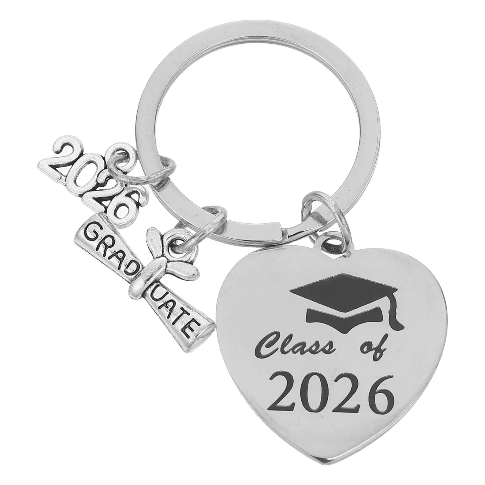 Class of 2026 Graduation Keychain Stainless Steel Inspirational Pendant Backpack Charm Graduation Season Gift for Seniors