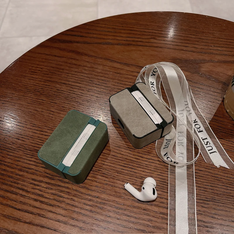 เคสหนังเทียมสีทึบธรรมดาสำหรับ Apple airpods 2 3 Generation ครอบคลุมสำหรับ airpods Pro 2 Gen เคสป้องกัน Air pods