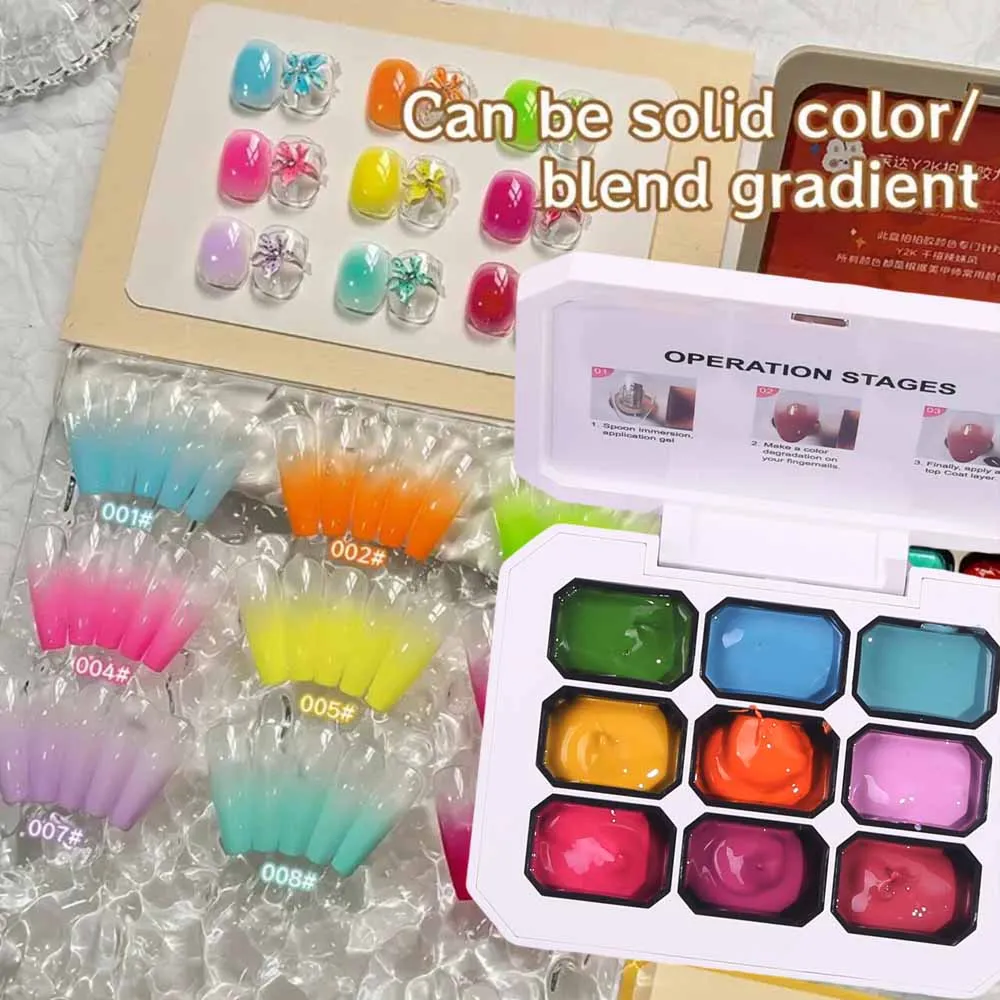

9-colors Smudge Canned Nude Pink Nail Polish Patting Glue Candy Color Oil Painting Nail Polish Semi-Solid Manicure Drawing Gel