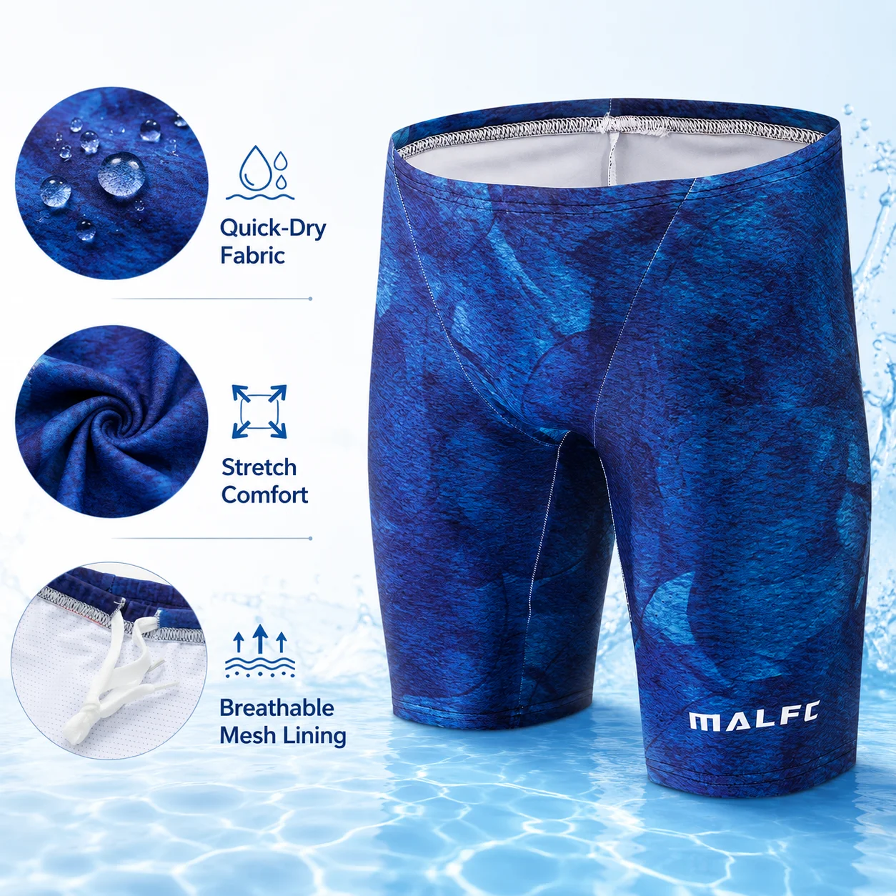 MALFC Summer Men's Swim Jammer Short Training Swimsuit Quick Drying Beach Swimming Trunks Swimwear Sports Tights Surf Shorts - view 3