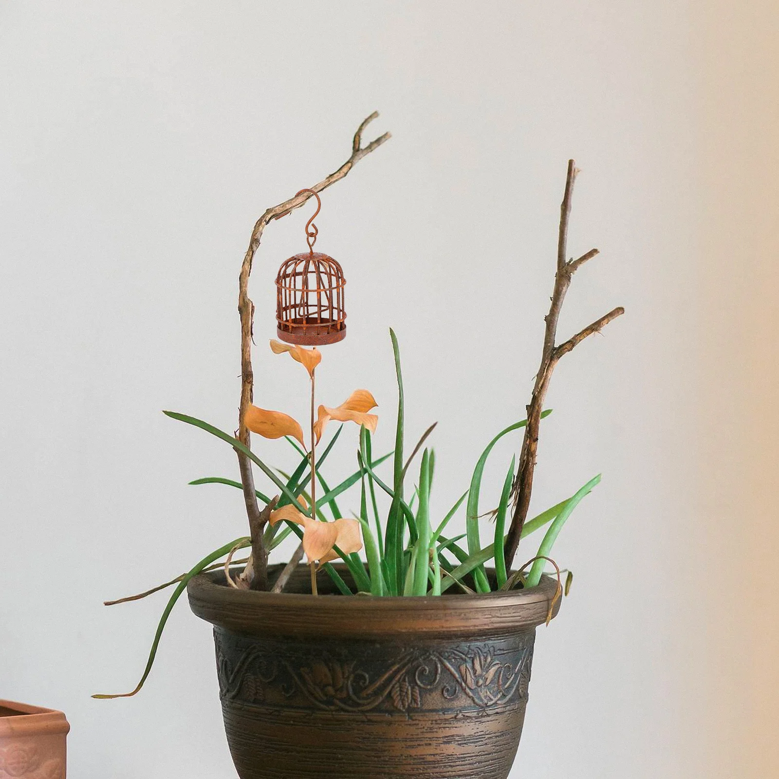 

1pc Cage Decor, Mini Hollow-Out Pendant For Micro Landscape Garden Yard Succulent Setup, Landscaping Ornament Cage