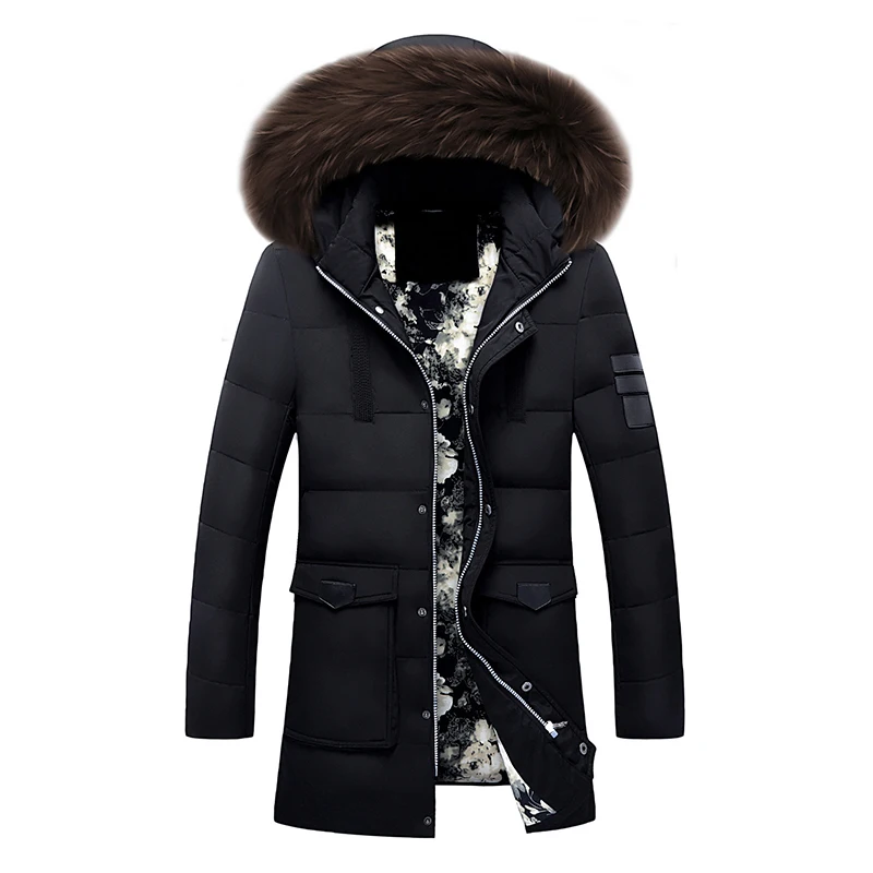 New brand down jacket 90%white duck down jacket coat winter warm coat casual men\'s down jacket natural fur collar hooded coat