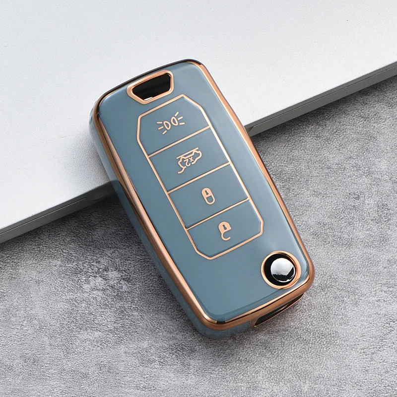 Plating TPU Car Key Case Cover FOB for Jeep Renegade hard steel 2016 Flip Folding Remote 4 Buttons Keyless Protection Shell